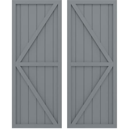 Americraft 6-Board Wood 2 Equal Panel Frmd Board-n-Batten Shutters W/ Dubl Z-Bar, ARW102BF621X61CHH